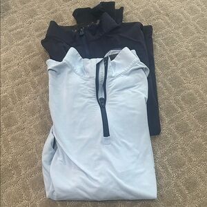 Greyson men small Light Blue and Black Quarter-Zip Pullover Set